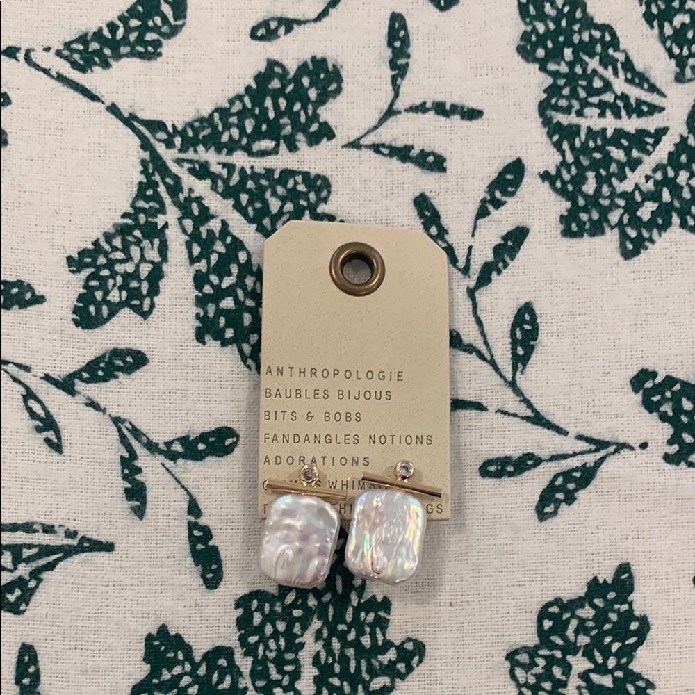 Anthropologie White Pearl Earrings